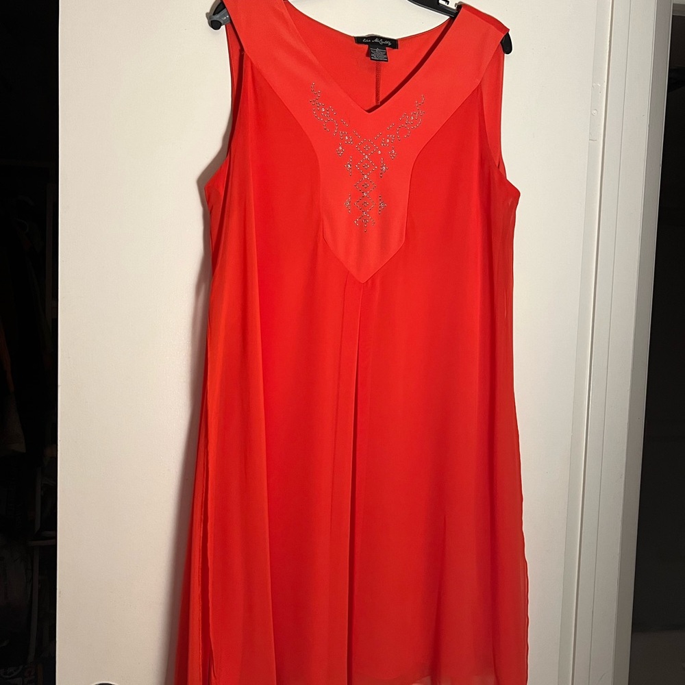 Gorgeous woman orange dress, size L ( Elie Mc Carters)